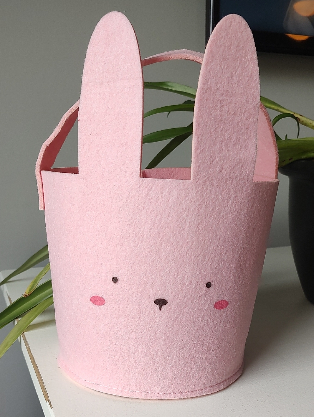 FREE With Purchase - New Without Tags Pink Felt Bunny Shaped Easter Basket